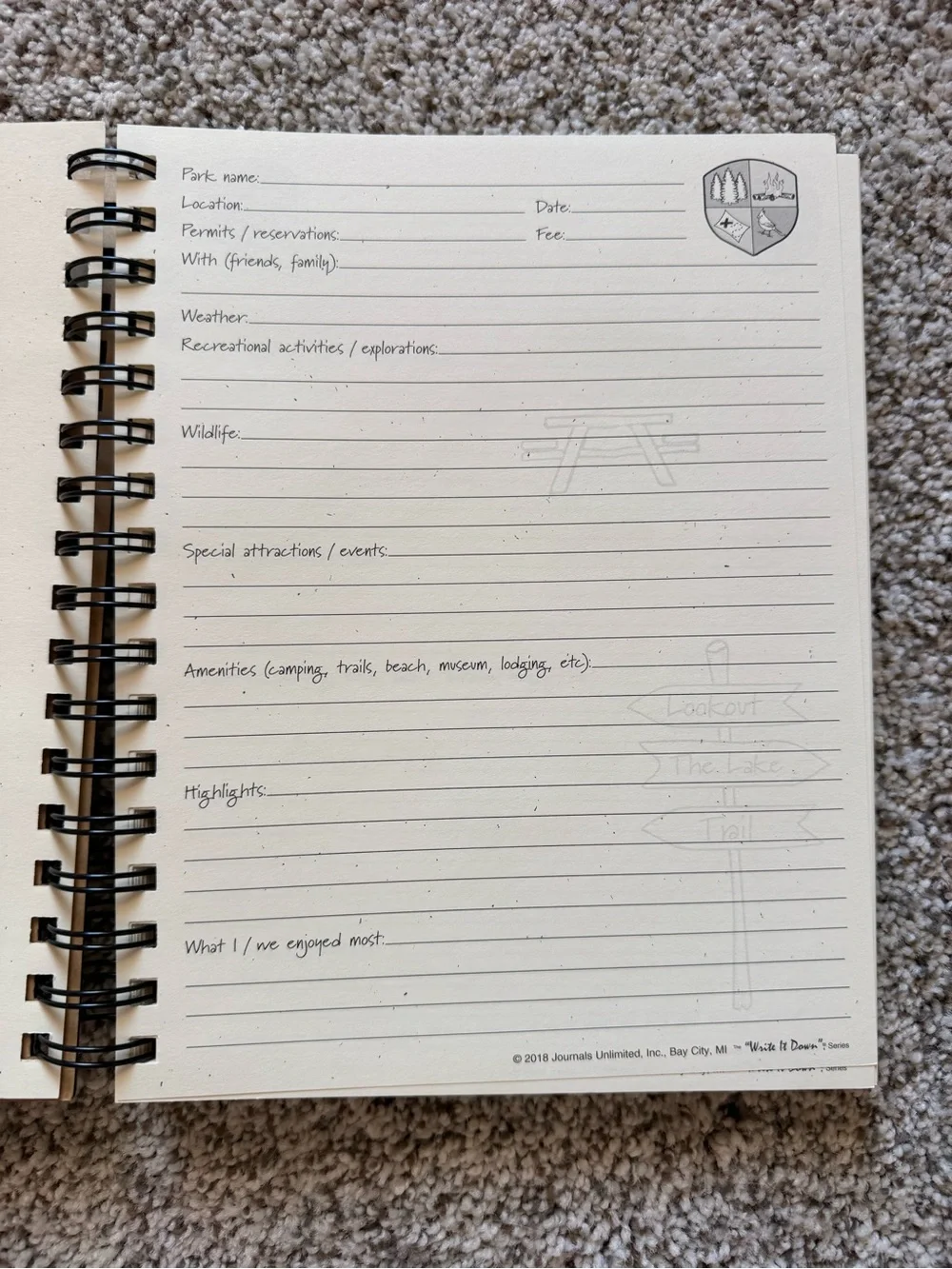 National & State Parks Visitor’s Journal, the “Write It Down!” series- New
